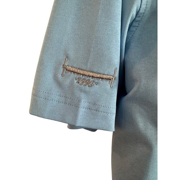 Johnnie-O Polo Shirt Mens Large Polyester Spandex Blue Solid Short Sleeve Stretc - Picture 4 of 5